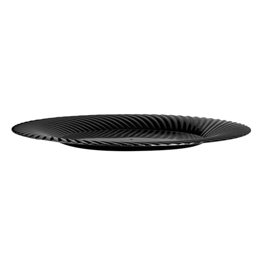 Restaurantware Restaurantware Moderna 7 Inch Premium Disposable Plates 40 Round Plastic Plates For Parties - Wave Pattern Heavy-duty Black Plastic Dinner Plates For Warm And Cold Foods Ideal For Cafes