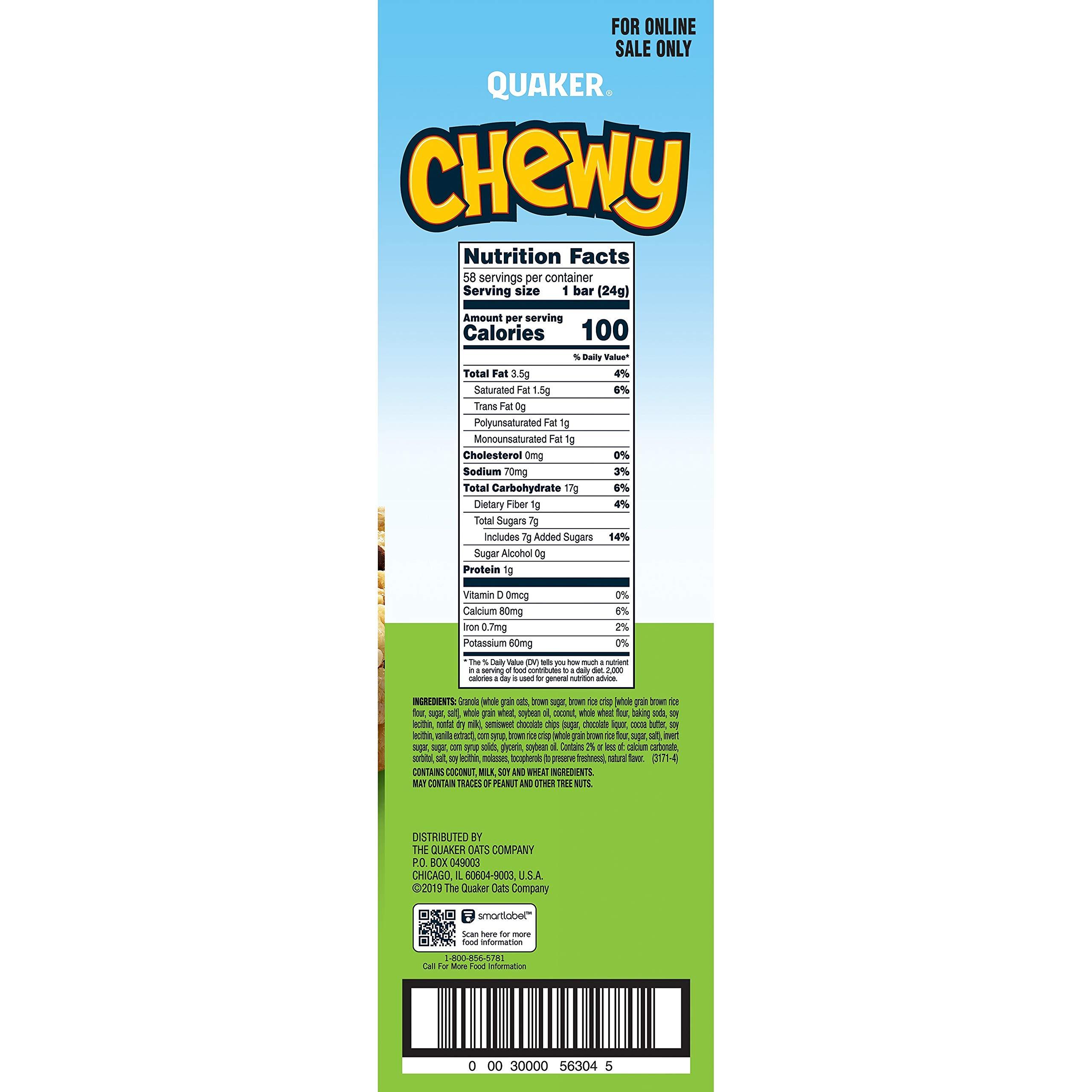 Quaker Quaker Chewy Granola Bars, Chocolate Chip, (58 Pack)