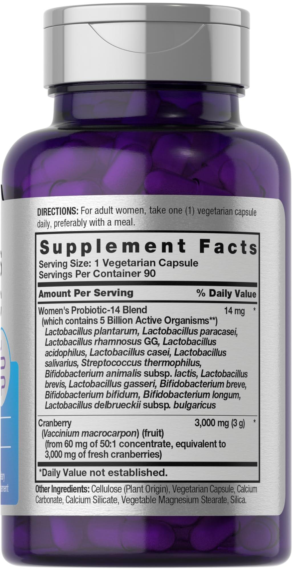 Horbach Horbaach Probiotic for Women with Cranberry | 90 Capsules | 14 Probiotic Strains | Non-GMO, Gluten Free Supplement