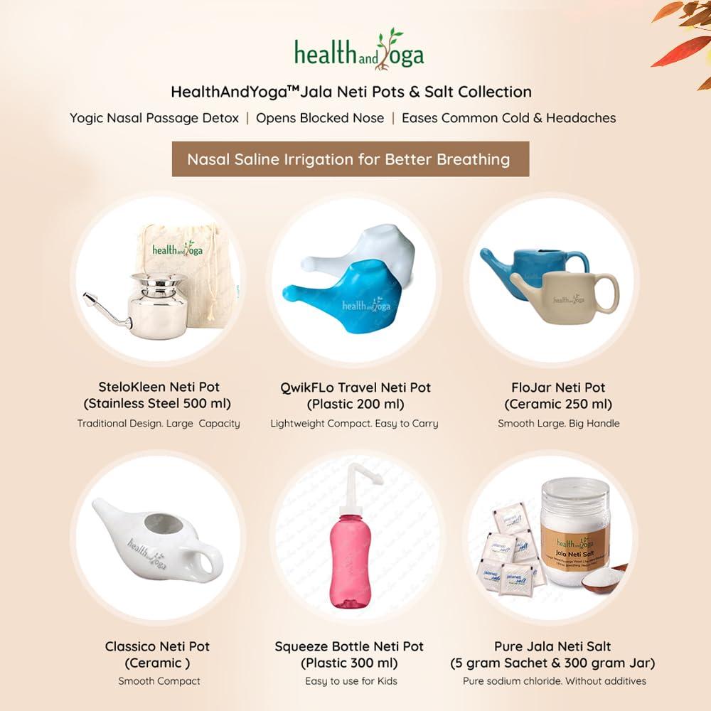 SoulGenie HealthAndYoga SteloKleen Stainless Steel Neti Pot for Sinus Congestion (Ayurvedic JalNeti)