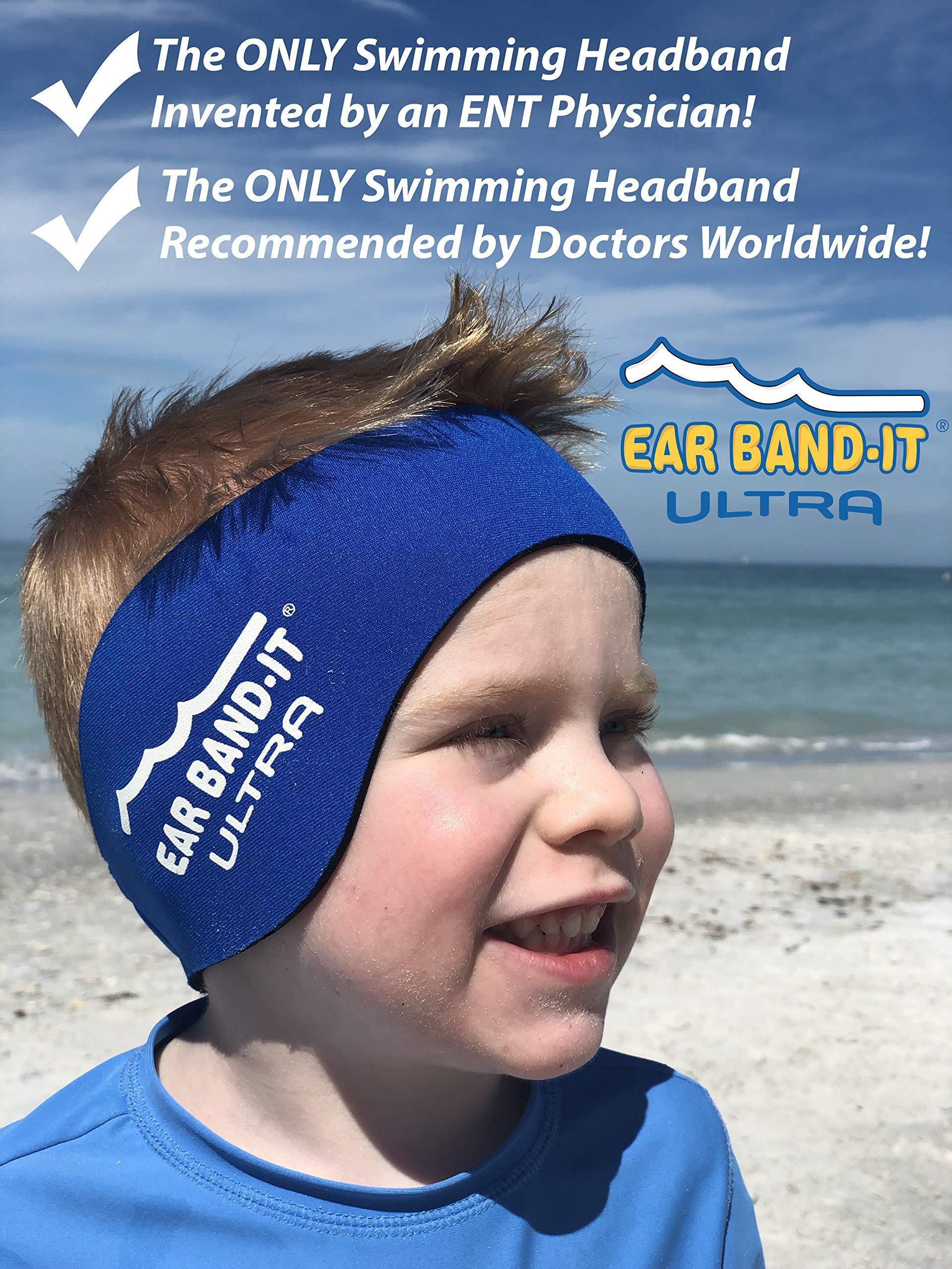 Ear Band-It EAR BAND-IT Ultra Swimming Headband with Putty Buddies earplugs - 6 Pair Soft Silicone Premium Ear Plugs - The Best Swim Headband and Earplugs - Doctor Recommended