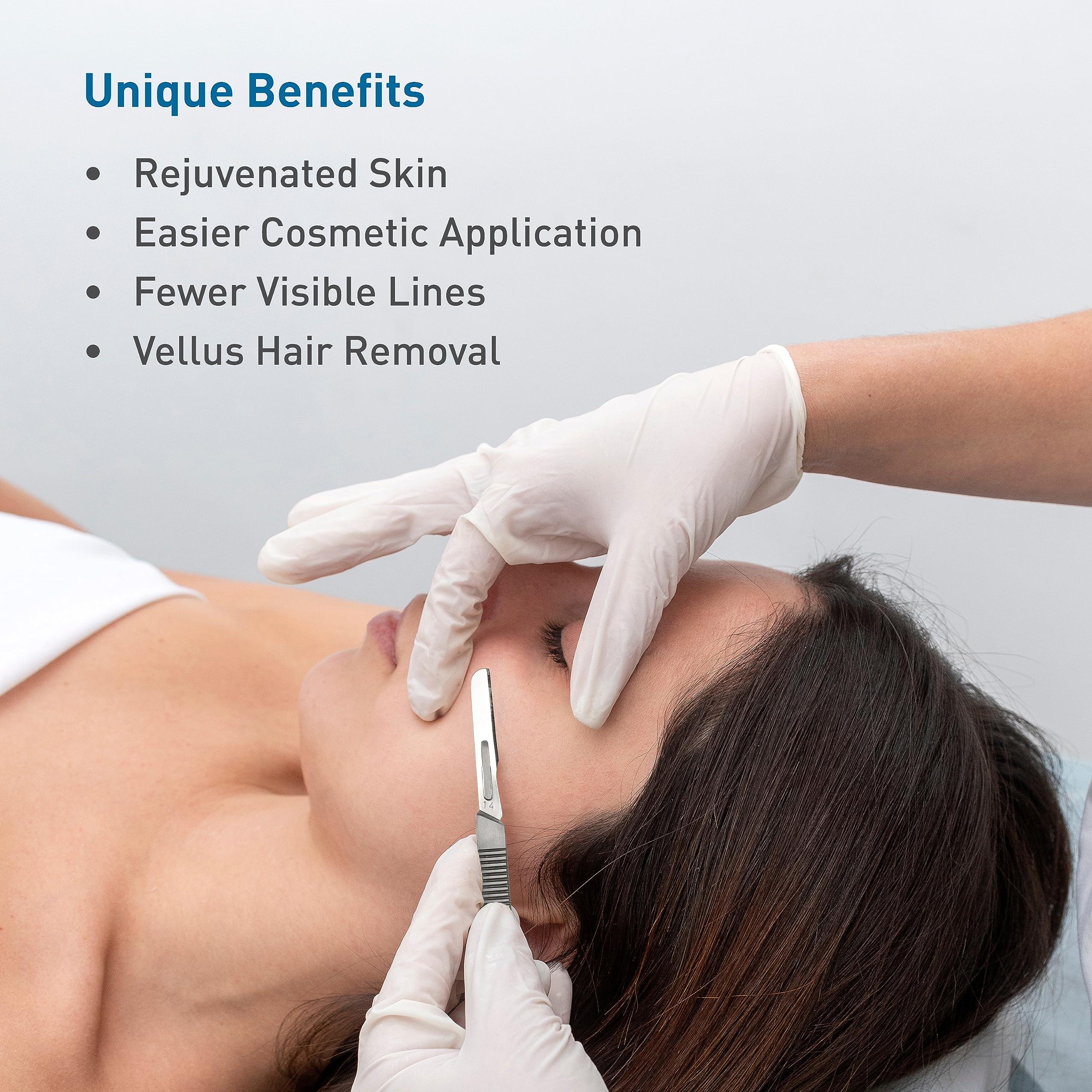 BodyMed BodyMed Dermaplaning Blades #14 in Stainless Steel, 100 PCS with Handle - Sterile for Surgical, Skin Care, and Podiatry Procedures with Straight Tipped Blade for Estheticians