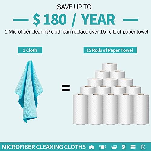 HOMERHYME HOMERHYME Microfiber Cleaning Cloth 12 Plus 20 Pack Cleaning Towels, 12\" x 12\" Dish Cloths, Lint Free Rag, Non-Abrasive Dusting Cloth, Washable, and Reusable