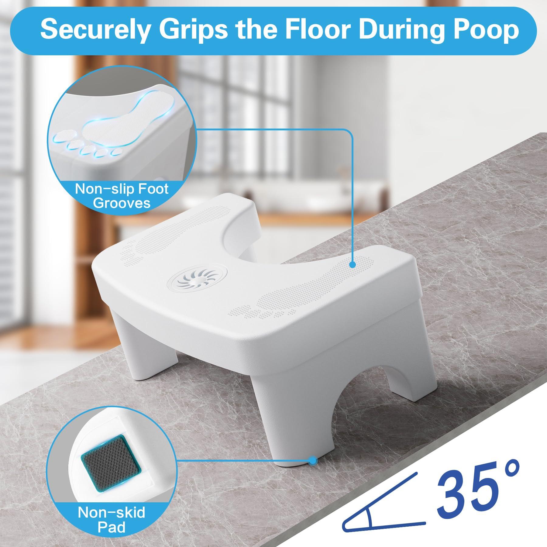 Brippo Toilet Poop Stool, 7\" Height Squatting Poop Foot Stool, Plastic Portable Bathroom Non-Slip Potty Step Stool, Stable Healthy Toilet Assistance Step Stool