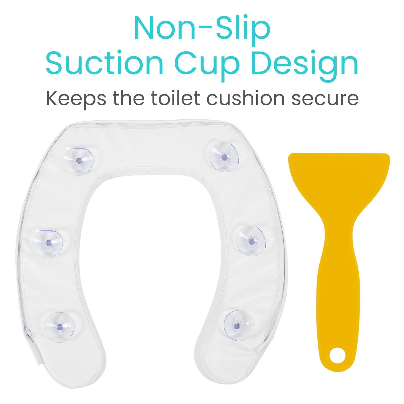 Vive Vive Toilet Seat Cushion (Soft Cushioned Foam) - Easy Clean Soft Padded Bathroom Attachment - Elongated, Standard Seats - Comfort and Support Donut for Handicap, Adults (4\" Cushioned Foam, White)