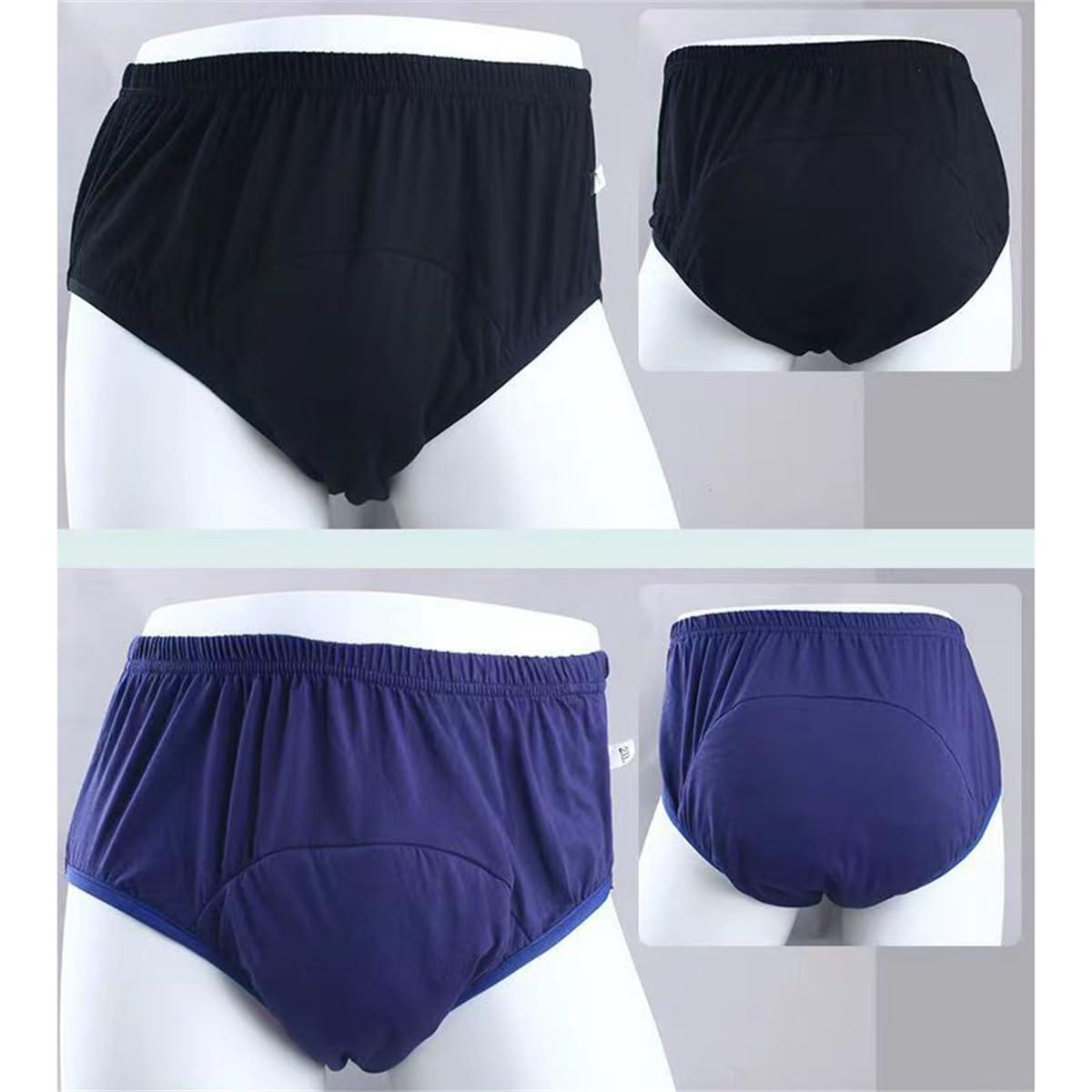 SXLINGDO Washable Incontinence Underwear for Men Heavy Leakage, Loose Cotton Reusable Leakproof Adult Cloth Diapers for Elderly (3X_l,Green)