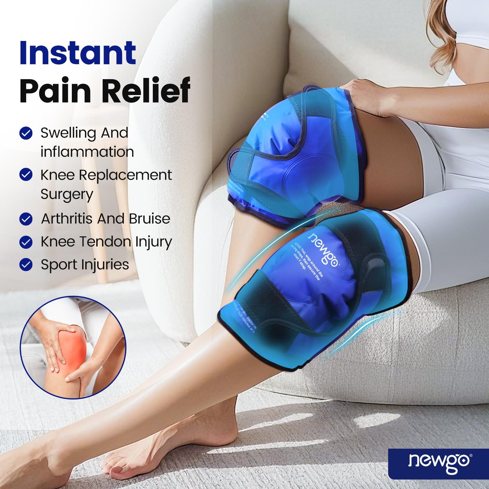 NEWGO NEWGO Ice Pack for Knee Replacement Surgery, Reusable Gel Cold Pack Wrap Around Entire Knee for Knee Injuries, Pain Relief, Swelling, Bruises (2Pack Blue)
