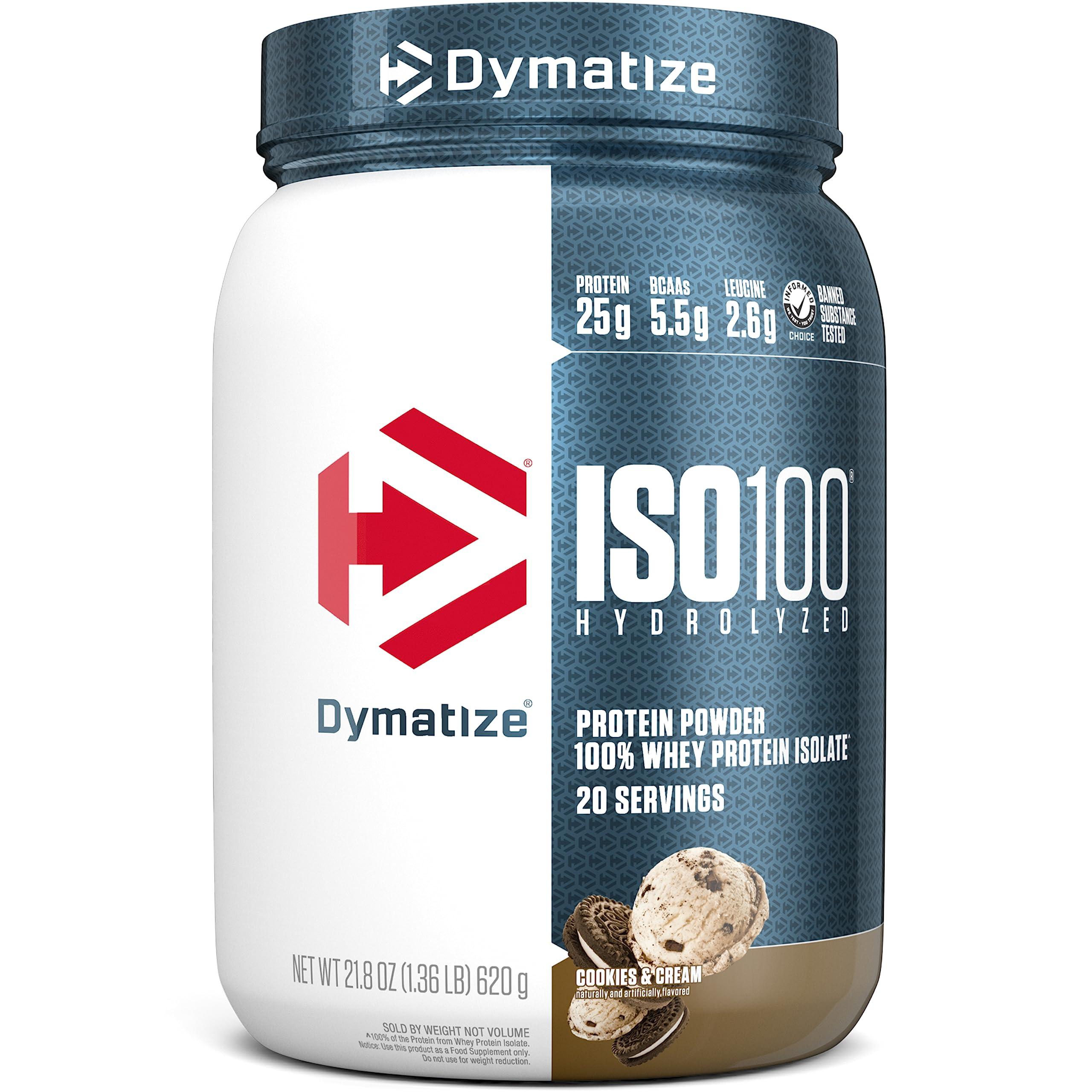 Dymatize Dymatize ISO100 Hydrolyzed Protein Powder, 100% Whey Isolate, Dunkin\' Glazed Donut Flavor, 20 Servings & ISO100 Hydrolyzed Protein Powder, 100% Whey Isolate Protein, 25g of Protein, 5.5g BCAAs