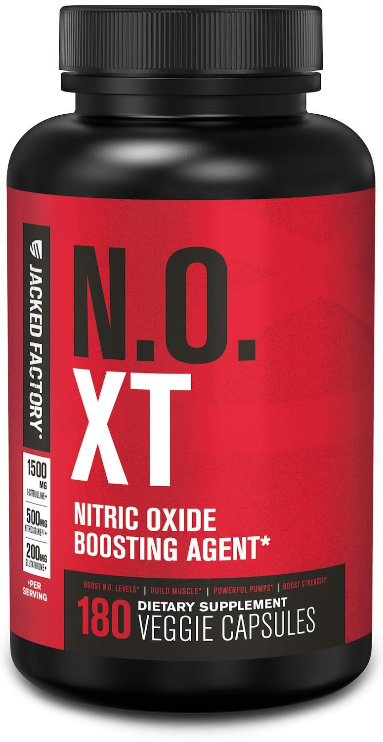 Jacked Factory Jacked Factory N.O. XT Nitric Oxide Supplements for Men w/Nitrosigine L Arginine L Citrulline Supplement for Muscle Pumps & Vascularity - Pre Workout Nitric Oxide Booster & Muscle Builder - 180 Caps