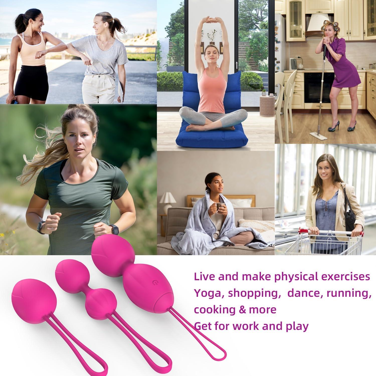 CFOOW Kegel Exercise, Set of 3 Silicone Kegel Weight Balls,Pelvic Floor Muscle Exercise, Ben was Balls for Women,Recommended Kegel Ball for Beginners and Advanced - Rose