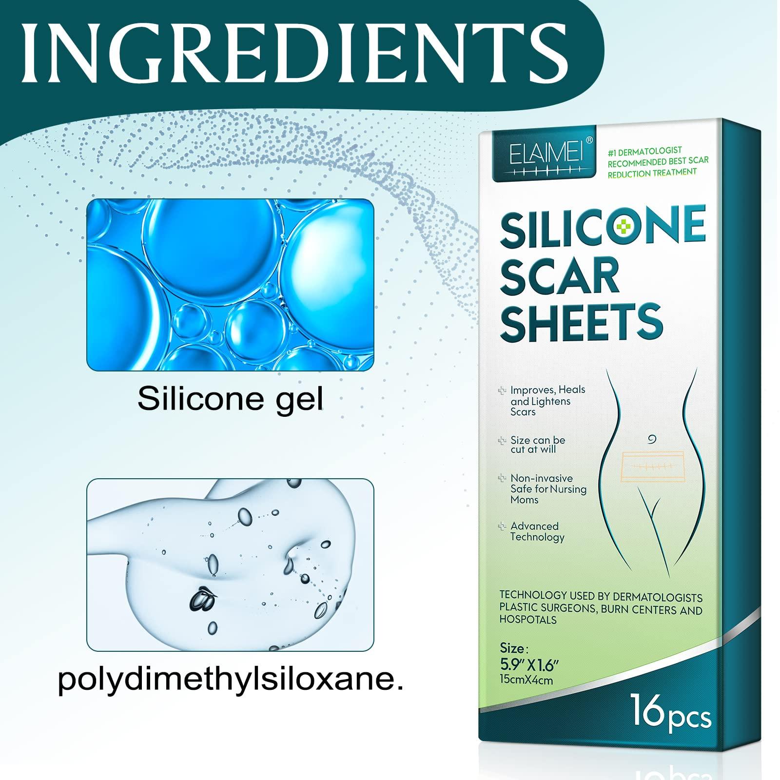RTBYUE Silicone Scar Sheets,Professional Silicone Tape for Scars(16 pads-5.9x 1.6),Silicone Scar Tape,Scar Removal Sheets,Silicone Scar Strips for Surgical Scars, C-Section, Surgery, Burn, Keloid, Acne