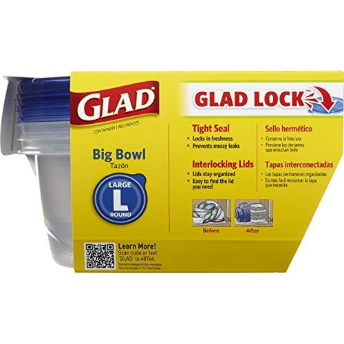 Glad Glad Food Storage Containers - Big Bowl Container - 48 Ounce - 3 Containers - 6 pack