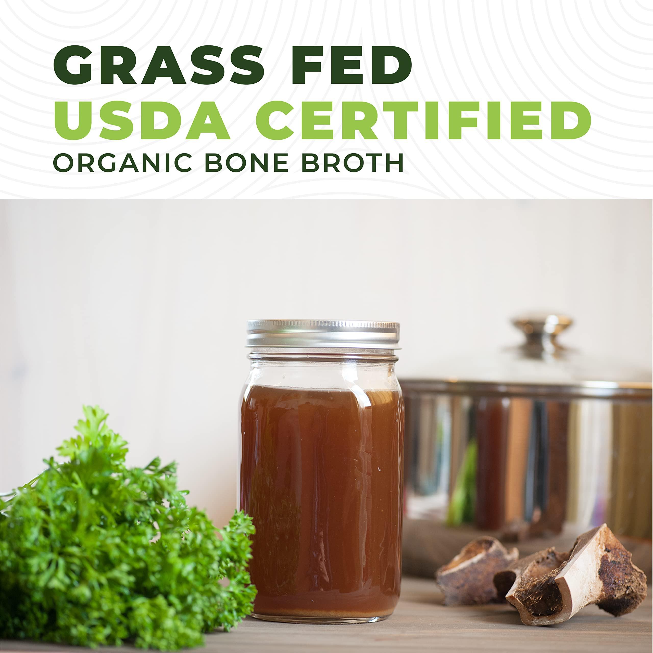 Left Coast Performance 16oz Organic Bone Broth Protein Powder From Grass Fed Beef - USDA Certified Organic, Single Ingredient, Rich in Collagen, Glucosamine, No Additives, Perfect for Carnivore, Paleo, and Keto Diets