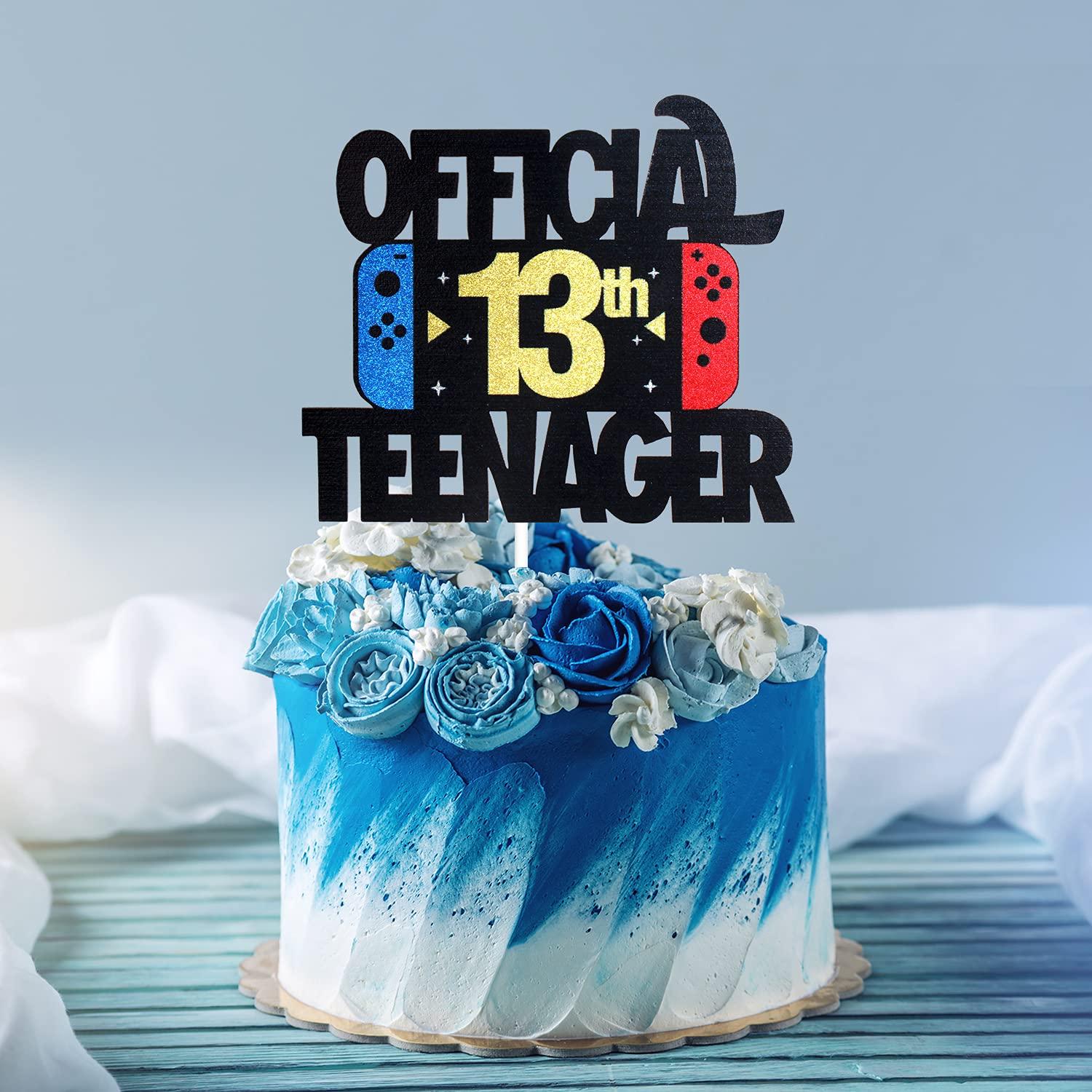LHCING OFFICIAL TEENAGER 13th Birthday Cake Topper - Boys Girls 13th Birthday Glitter Cake Supplies - Thirteen Years Old Birthday Party Decoration