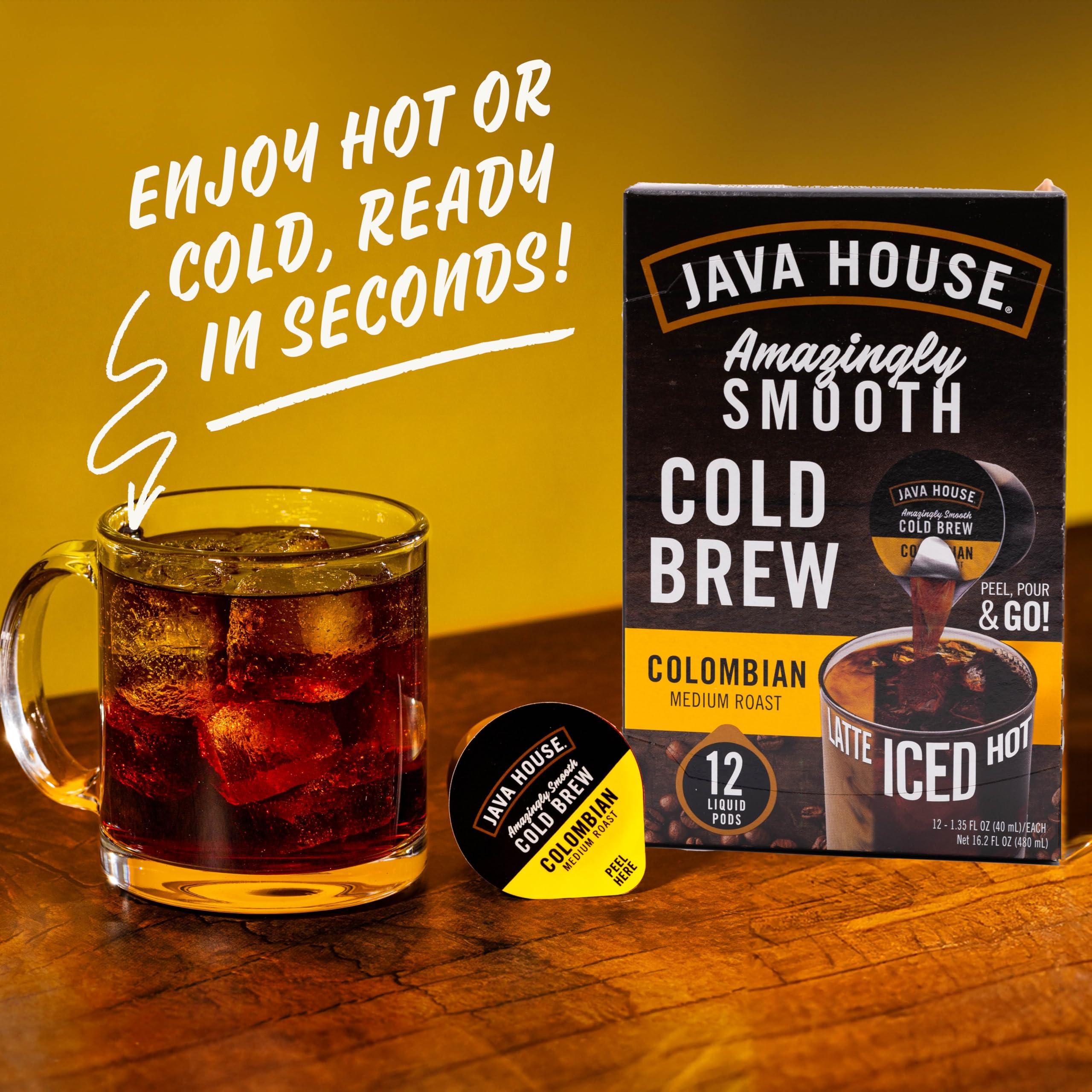 Java House JAVA HOUSE Medium Roast Colombian Cold Brew Pods, (48 Count) Peel and Pour Pods Hot or Iced Instant Coffee Concentrate