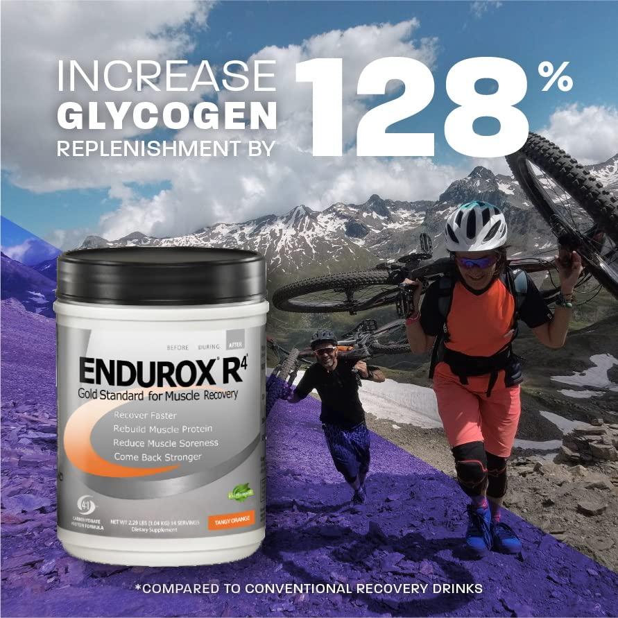 Endurox Endurox R4 by PacificHealh - All Natural Post Workout Recovery Drink Mix with Protein + Carbs & Electrolytes - for Faster Recovery, Reduced Soreness & Muscle Rebuilding - 28 Servings (Tangy Orange)