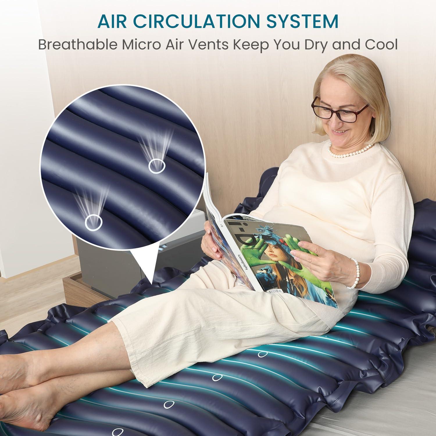 Kekoy KEKOY Alternating Air Pressure Mattress Pad with Micro Air Vents for Bedsore Prevention, with Whisper Quiet Pump, Waterproof Pressure Relief Ulcer Cushion Pad for Bed Sores for Hospital Bed Home Bed