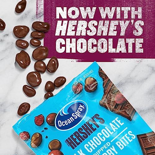 Ocean Spray Ocean Spray HERSHEYS Milk Chocolate Dipped Cranberry Bites, Chocolate Covered Dried Cranberries, 5 Oz Pouch (Pack of 12)