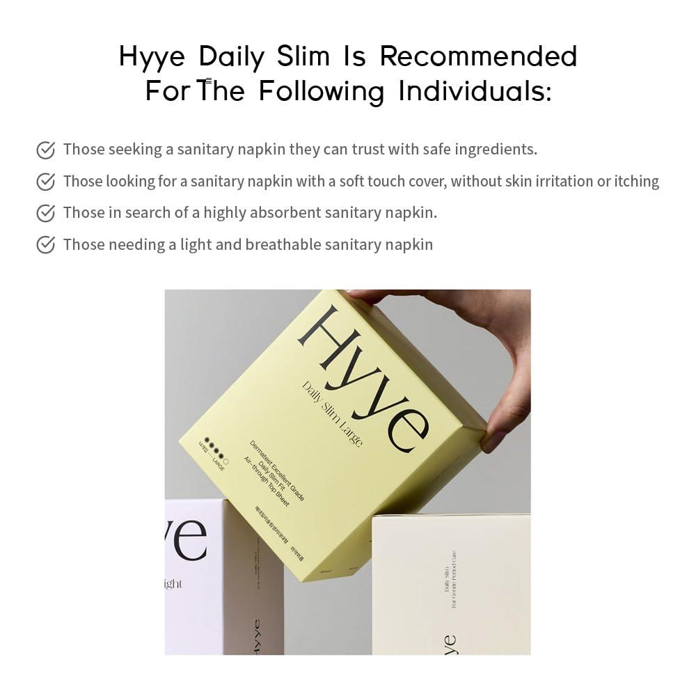 H.A.C PLUS Hyye Ultra Thin Daily Sanitary Pads with Wings, High Absorbency, Air flow Cotton Soft Touch Cover for Sensitive Skin, Unscented, Made in Korea (Regular, 16 Count)