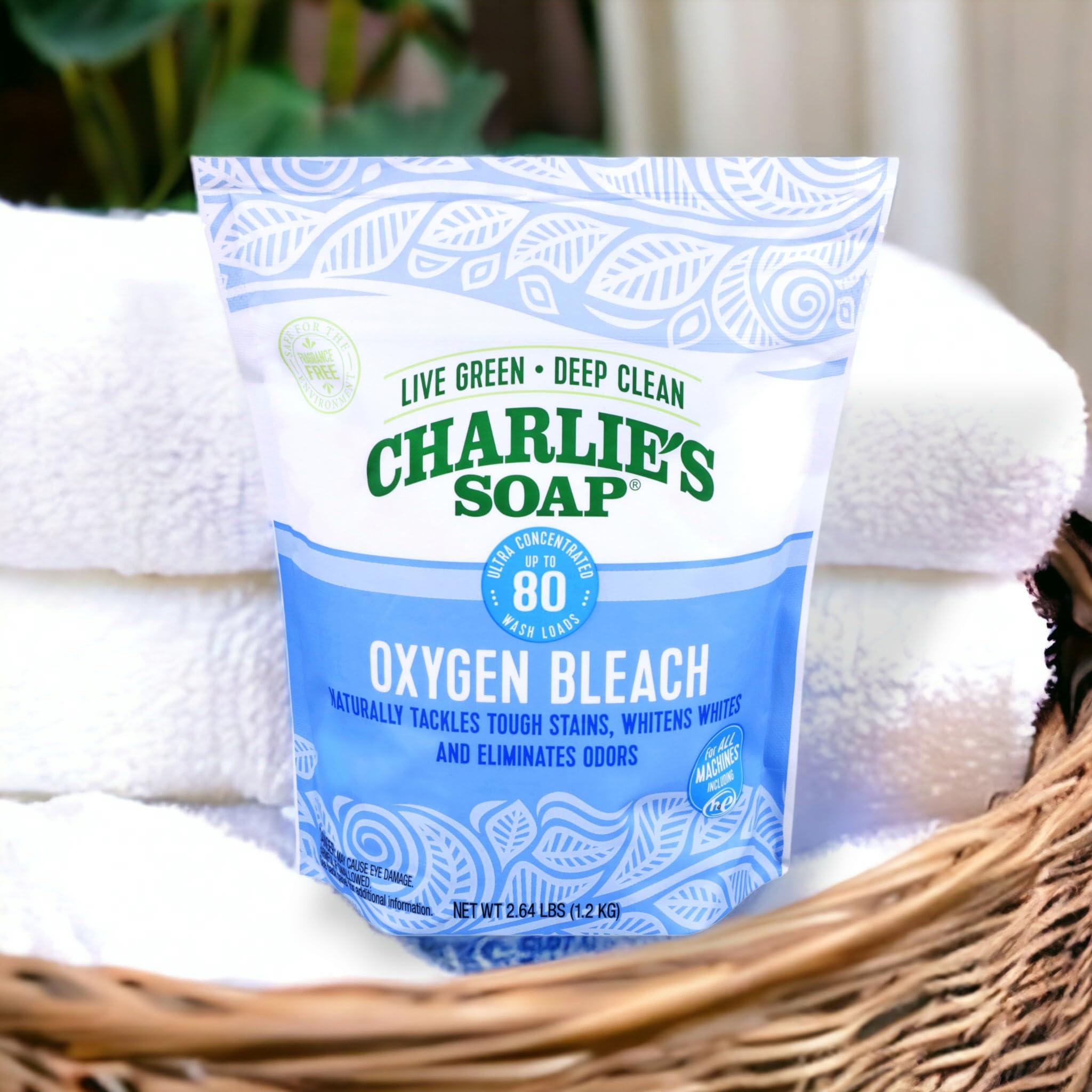 Charlie\'s Soap Charlie\'s Soap Oxygen Bleach (2.64 Lbs., 1 Pack) Non-Chlorine Bleach Alternative Powder Whiten Laundry & Remove Stains Safer for Colors