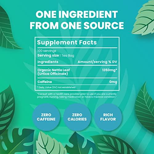 Cederberg Tea Company Organic Nettle Leaf Tea — 100 Tea Bags | Organic Herbal Tea From Single Origin | Eco-Friendly Tea Bags | Non-GMO Caffeine Free Tea With Zero Sugar | Cederberg Tea Company
