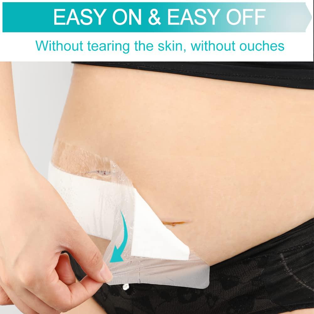 EaseCare Waterproof Bandages for Knee Replacement Shower Cover Post Surgical Recovery Shower Protector First Aid Wound Adhesive Island Dressing Incisions 4 X 10 Inch Pack 0f 25