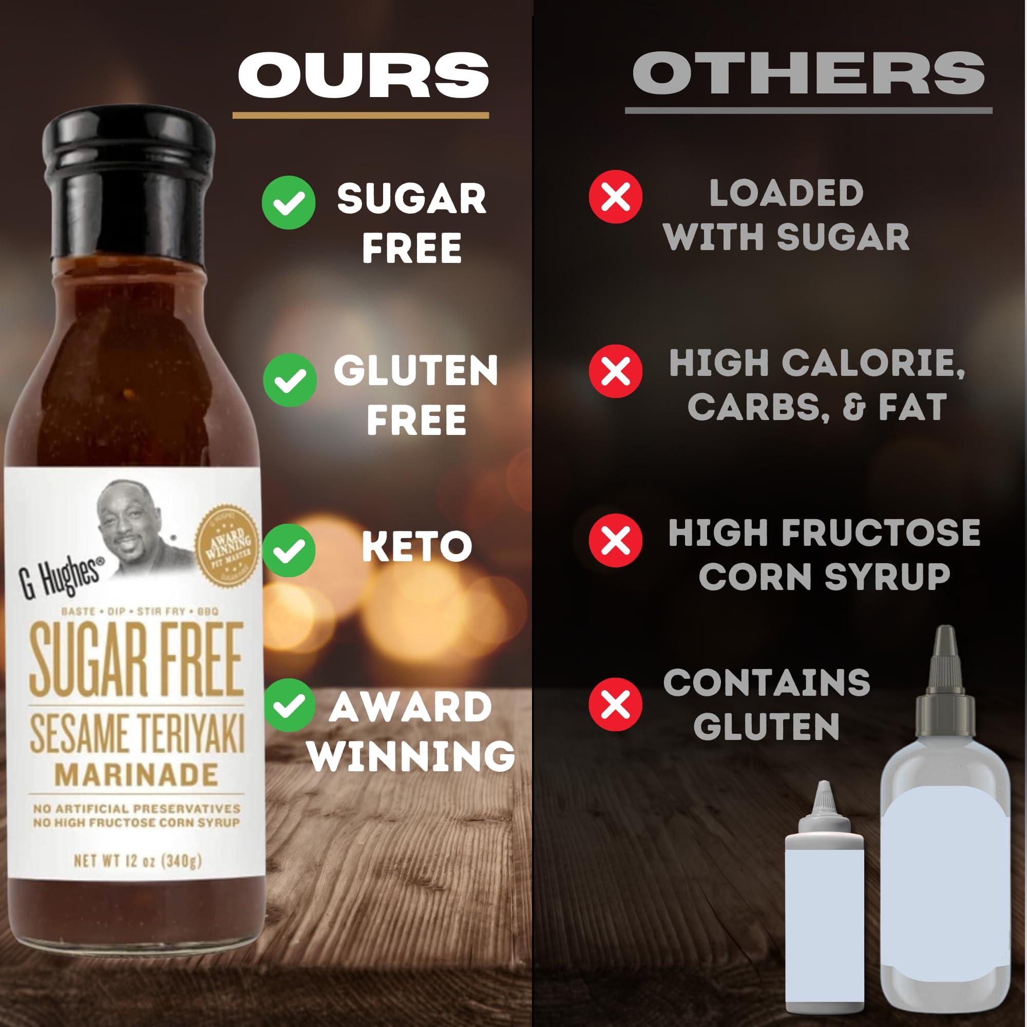 G Hughes G Hughes Sugar Free Sesame Teriyaki Marinade - Gluten Free Teriyaki Sauce, Asian Sauces, Sugar Free BBQ Sauces, No Added Sugar - 12 Oz (3-Pack)