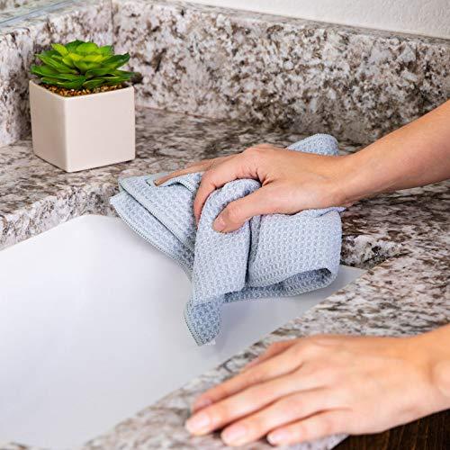 Microfiber Wholesale Kitchen Towels - Microfiber Waffle Weave Towels | Blue | 16 x 16 in. (6 Pack) | Absorbent, No Lint, Thick, Reusable, Commercial, Soft, Hand, Tea, Glass, Bar, Sublimation Blank, Polyester Cloths