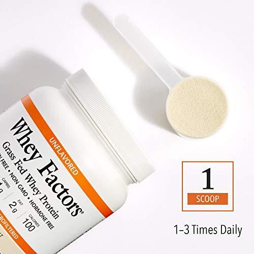 Natural Factors Whey Factors by Natural Factors, Grass Fed Whey Protein Concentrate, Aids Muscle Development and Immune Health, Unflavored, 12 Oz