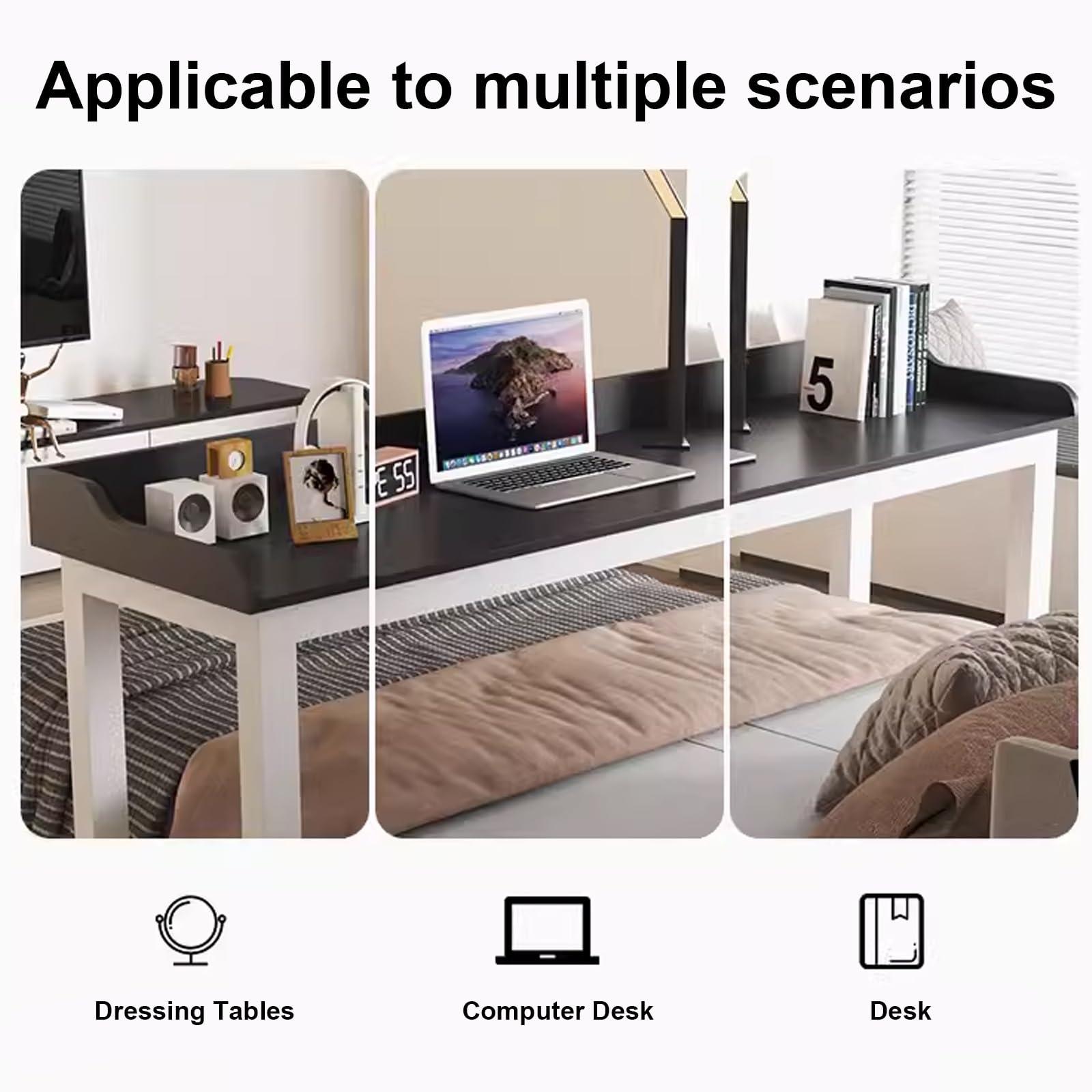 LJFDXD Overbed Table with Wheels, Queen Size Mobile Bed Desk, Standing Workstation Laptop Cart, Dining Bar Table or Rolling Over Bed Table, with Heavy Duty Metal Leg (Color : Black Frame-D, Size : 140x40x8