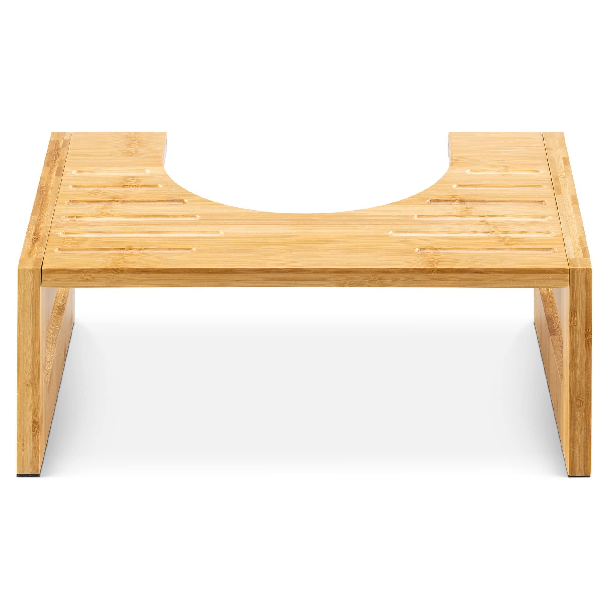 Navaris Navaris Toilet Stool for Adults - Squatting Adult Step Footstool for Use on Bathroom Toilet - Bamboo Step for Toilet Squat Position