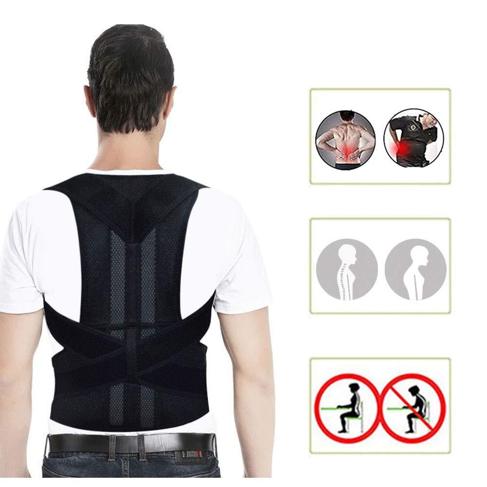 Loovit Back Brace Posture Corrector - Back Support Belt with Fully Adjustable Straps Relief Lower & Upper Back Pain, Improve Posture & Provides Lumbar Support - Fit for Men & Women (L)