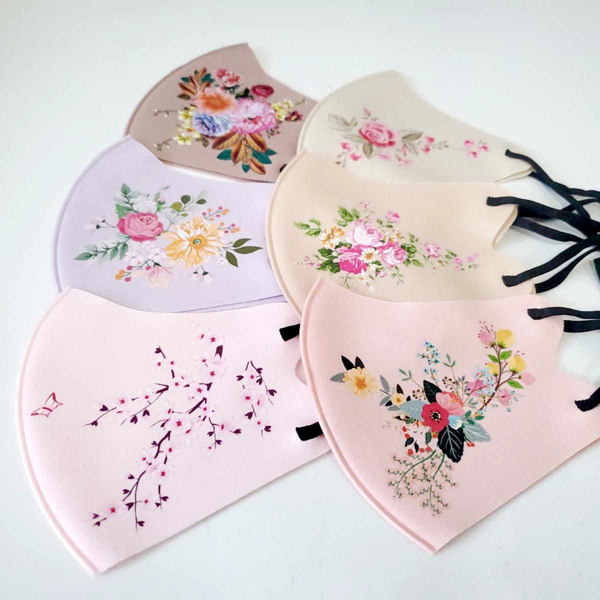 OMG Decor OMG Decor Reusable and Washable Face Masks,Adjustable Ice Silk Cloth Mask,Beautiful Flower Pattern Cloth Face Mask,Pack of 6,S7