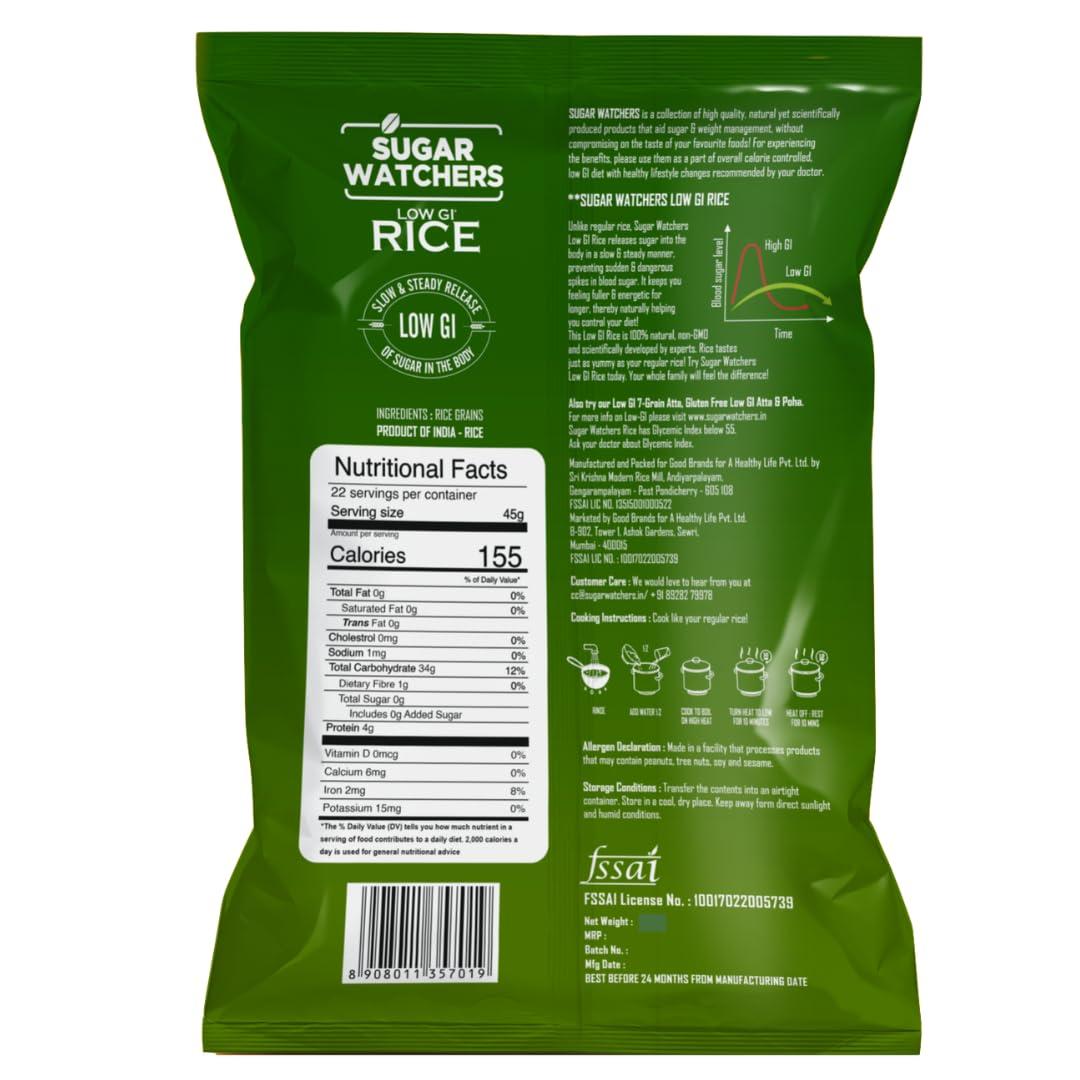 Sugar Watchers Sugar Watchers Low GI Rice, 1 Kg; Diabetic Friendly White Rice
