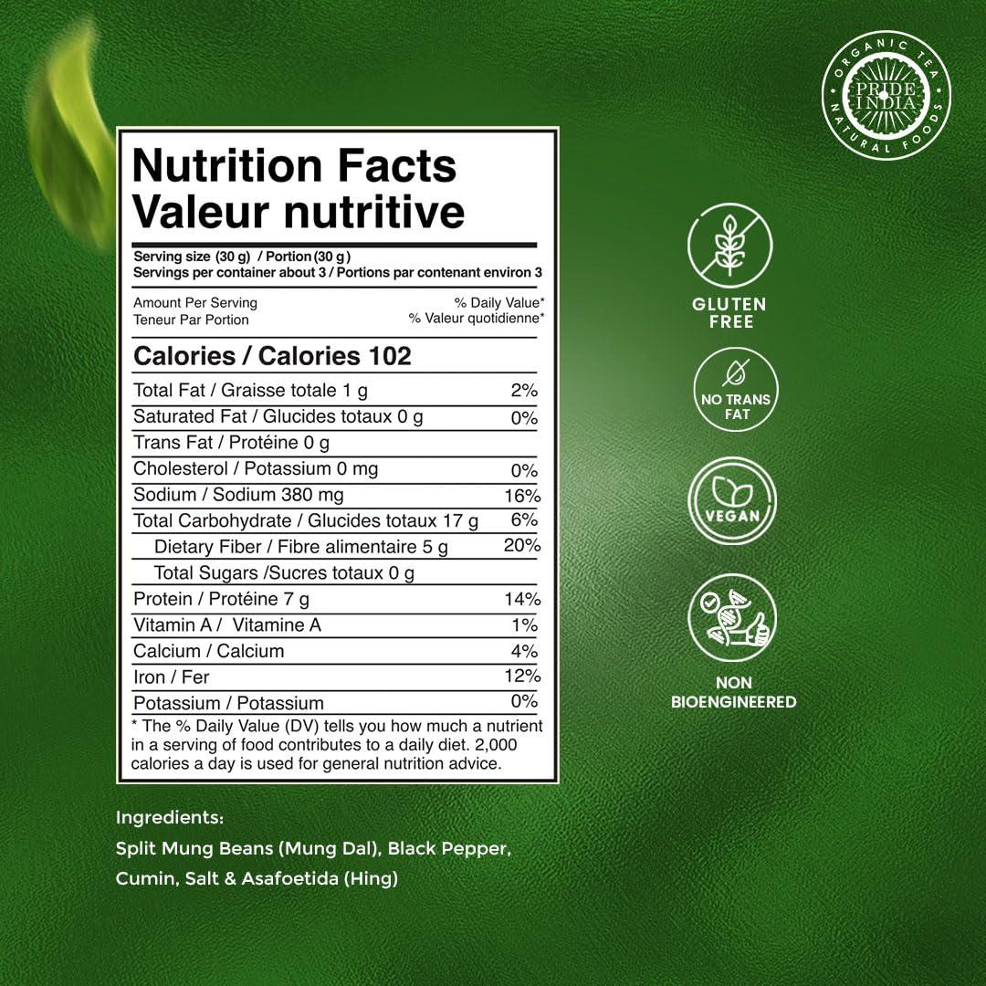 Pride Of India Bean Bites | Mung Munch Lentil Crisp 3.53 oz (100 g) | Healthy Poppadom Snack | Round Crunchy Crisps | Heat in Oven (Up to 60 secs) | Plant Based Protein, Vegan, Gluten-Free by Pride of India