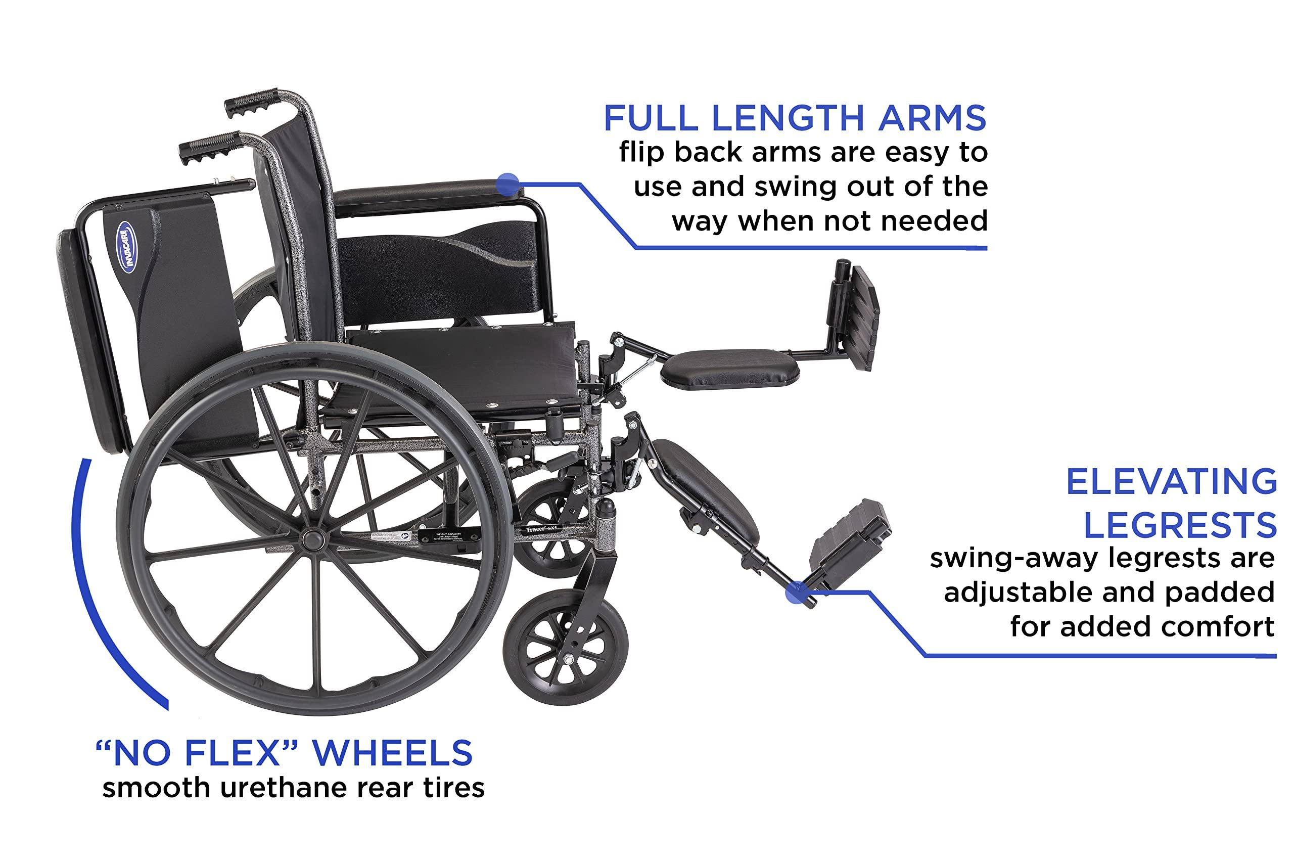 Invacare Invacare Tracer SX5 Wheelchair for Adults | Everyday Folding | 18 Inch Seat | Legrests & Full Arms