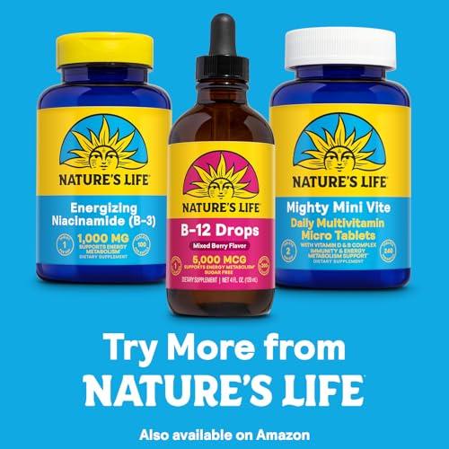 Nature's Life NATURE\'S LIFE B12 Drops 5000 mcg - Vitamin B12 Methylcobalamin - Liquid B12 Supplement for Energy Metabolism, Nerve Function and Red Blood Cell Support  Natural Mixed Berry, Sugar Free, 200 Serv, 4oz