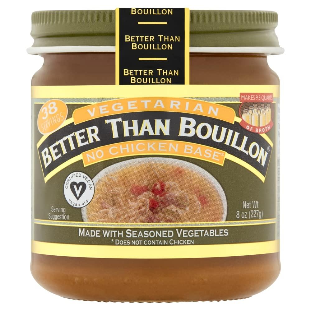 Better Than Bouillon Better Than Bouillon Vegetarian No Chicken Base, Made with Seasoned Vegetables, Certified Vegan, Makes 9.5 Quarts of Broth, 38 Servings, 8 OZ Jar (Pack of 1)