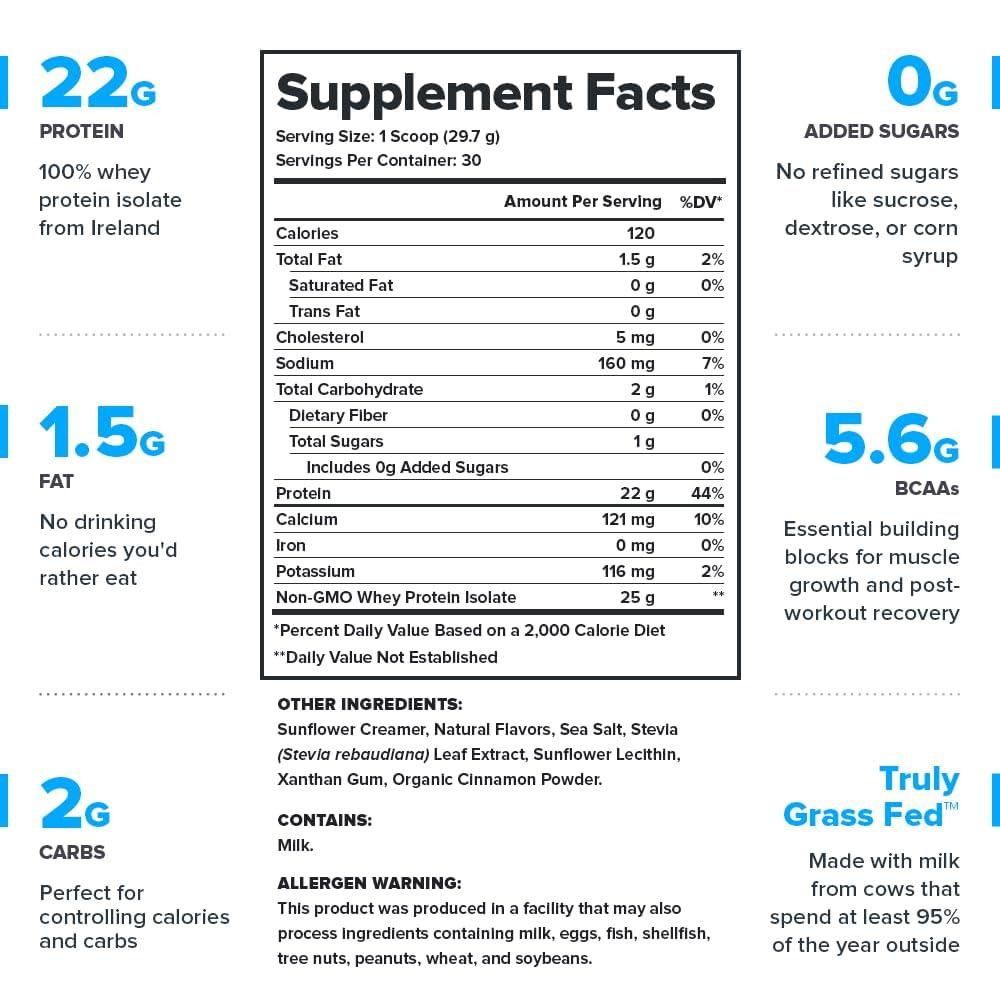 LEGION LEGION Whey+ Whey Protein Powder (Cinnamon Cereal) - Low Carb and Calorie Whey Isolate Protein Powder - Non-GMO, Lactose-Free, Sugar-Free Whey Protein Isolate Powder from Grass Fed Cows (30 Servings)