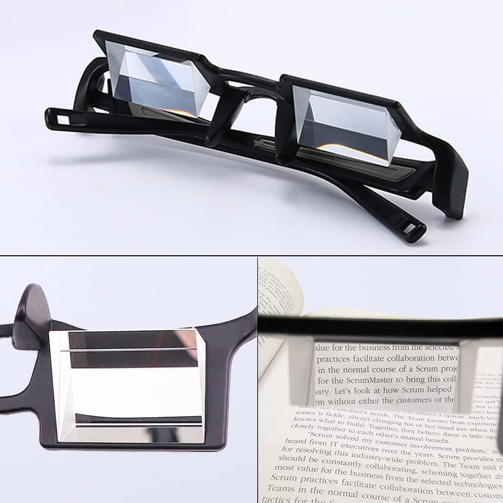 reiliva reiliva Prism Glasses Lazy Glasses Horizontal Position Glasses for lying down 90 Degree Glasses for Laying Down Reading and Watching TV