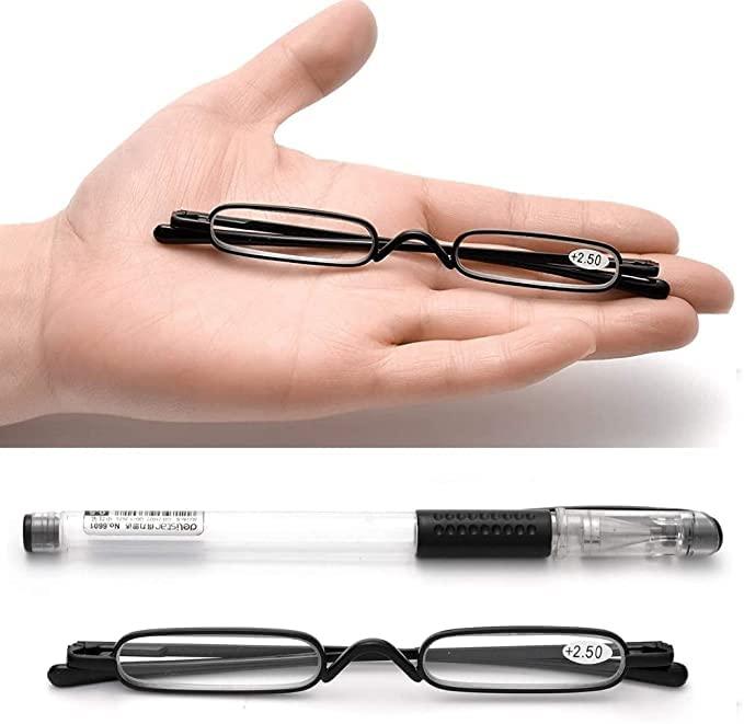 Viseng Viseng 2 Pack Slim Mini Metal Reading Glasses Compact Lightweight Portable Readers with Glasses Case for Reading Case +2.5