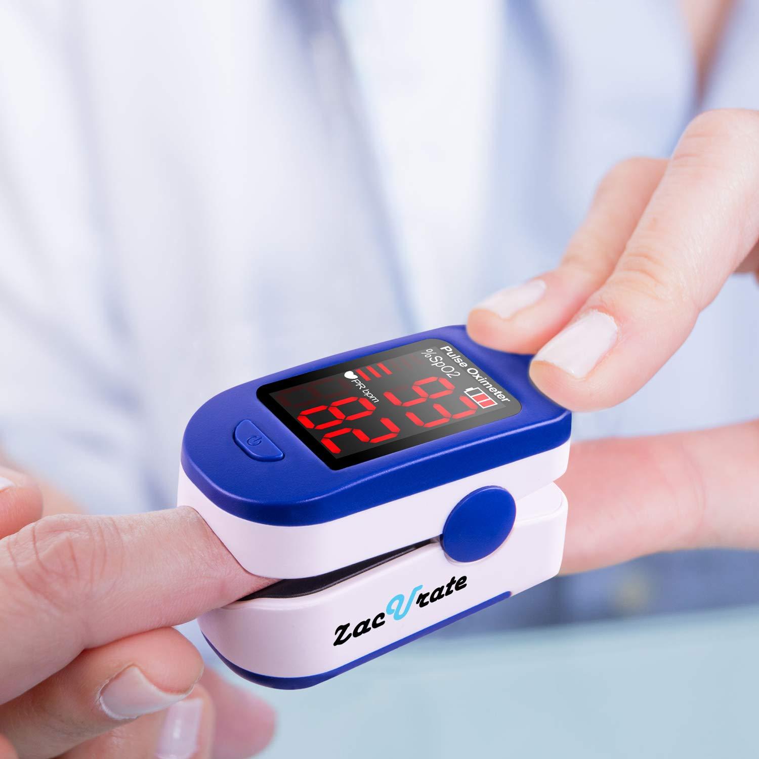 Zacurate Zacurate 500BL Fingertip Pulse Oximeter Blood Oxygen Saturation Monitor with Batteries Included (Navy Blue)