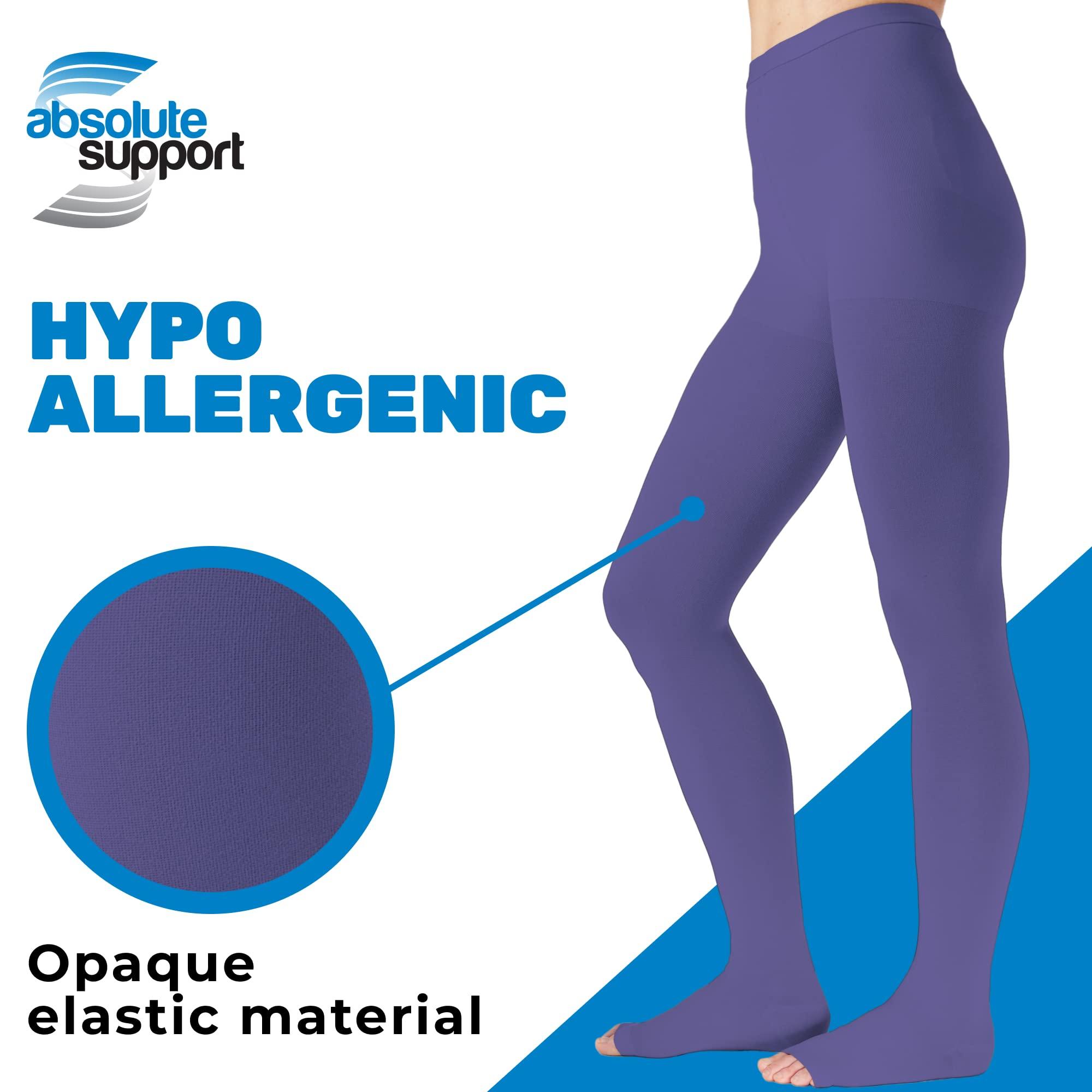 ABSOLUTE SUPPORT Plus Size Compression Tights for Women Circulation 20-30mmHg - Graduated Support Stockings with Open Toe for Varicose Veins, Arthritis, Edema, Embolism - Purple, 4X-Large - A214PR7