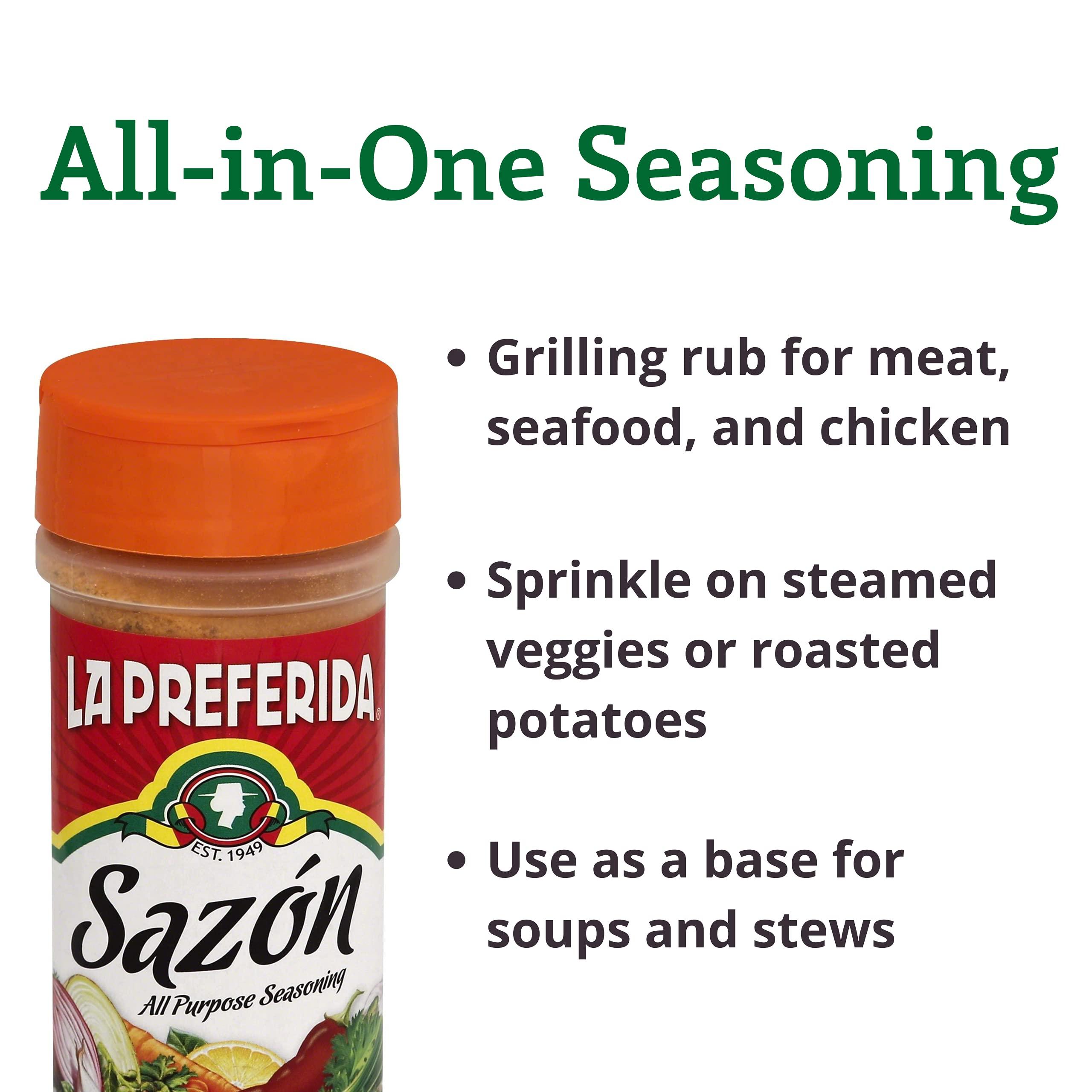 LA PREFERIDA La Preferida Sazon Seasoning, All-Purpose Mexican Spice Blend, Vegan, Bold Flavor of Paprika, Garlic, and Onion, One-Step Seasoning for a Fool-Proof Meal, 8 oz.