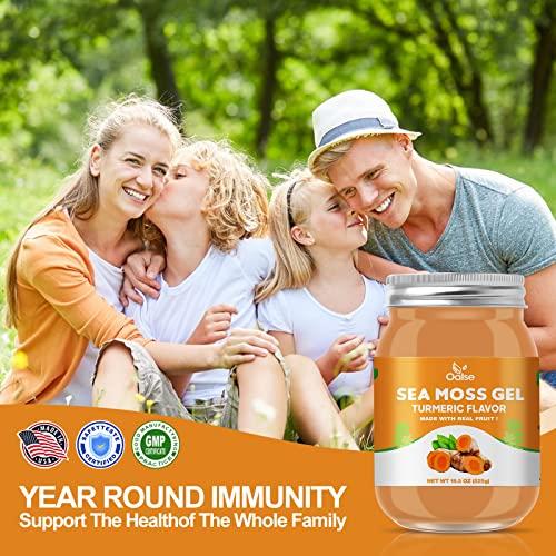 OALSE OALSE (18.5 OZ Irish Sea Moss Gel Turmeric Flavor - Organic Seamoss Gel with 92 Minerals and Vitamins - Non-GMO, Gluten-Free, Vegan - Immune Defense Thyroid Digestive Support