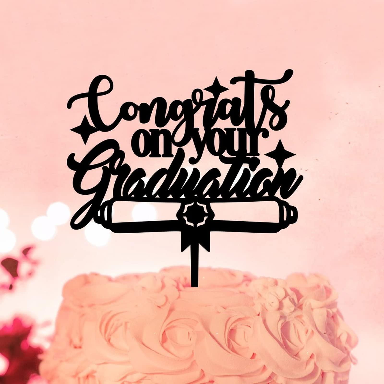lutieger Graduate Cake Topper Congrats on Your Graduation For High School Graduation Cake Decorations Cake Topper Graduation Hat Graduation Gifts For Him/Her For Son/Daughter Acrylic Black