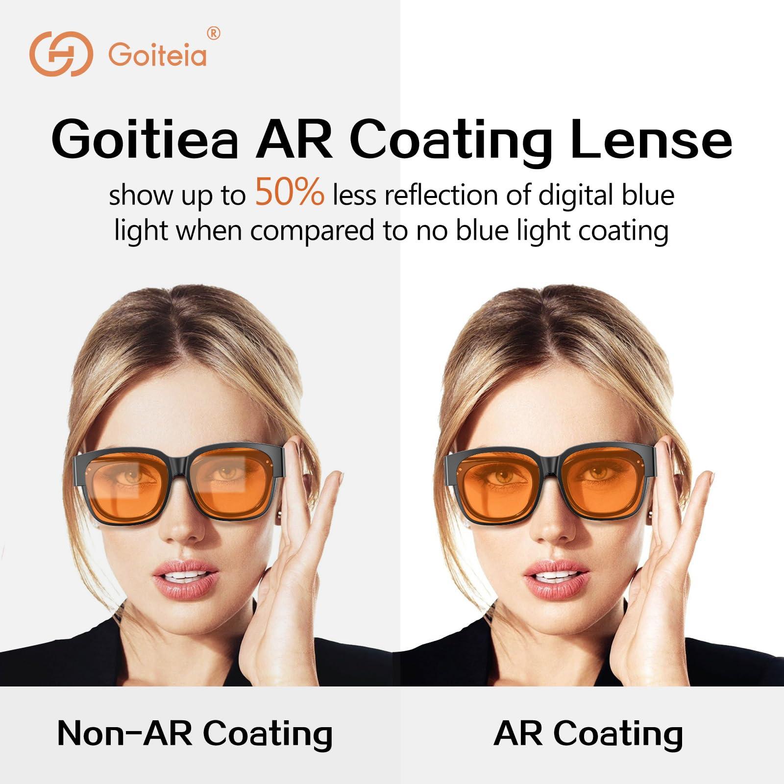Goiteia Goiteia Amber Orange Blue Light Blocking Fit over Large-Framed Glasses for Women Men,Blue Blocker Computer Glasses for Insomnia/Migraine/Light Sensitivity