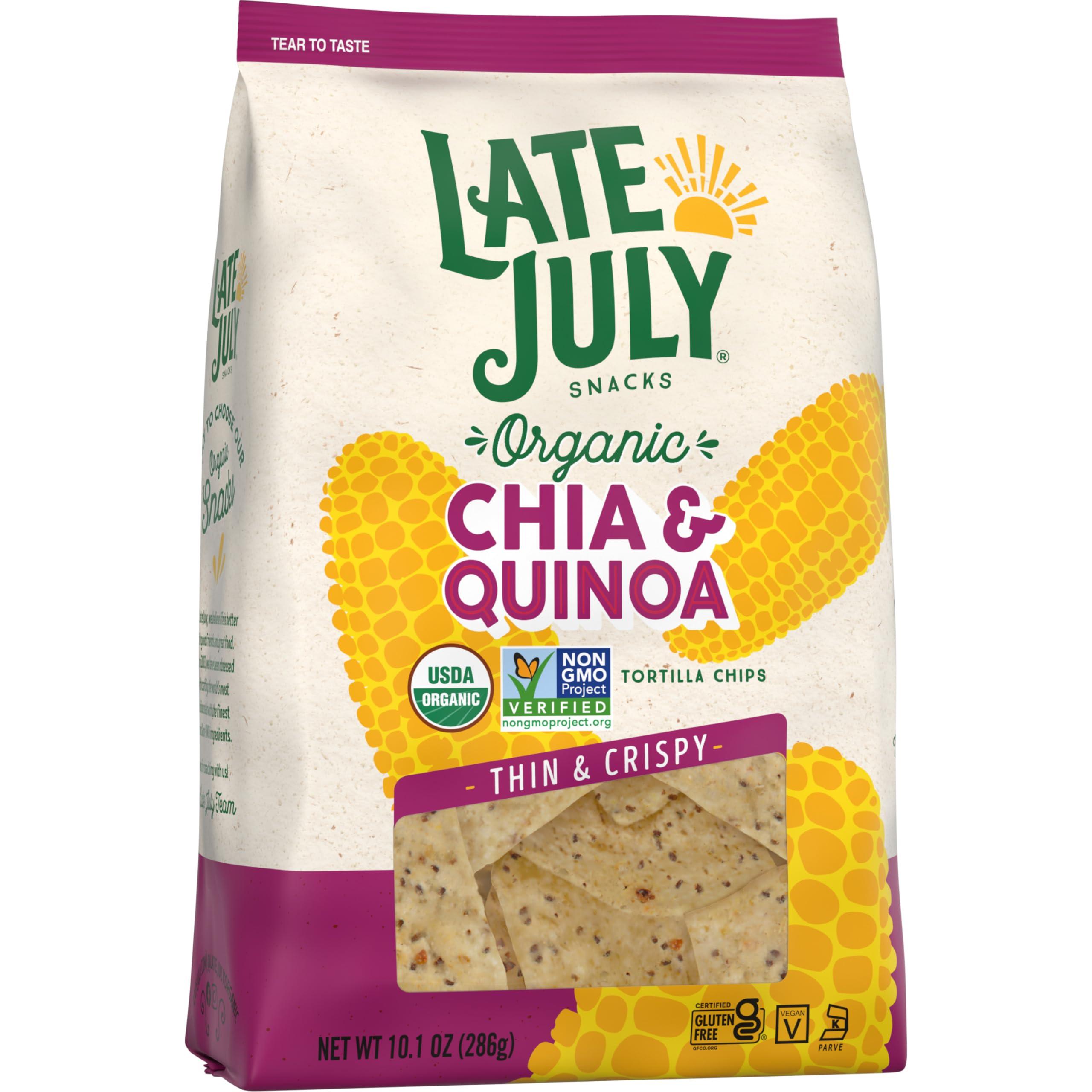 Late July Late July Snacks Thin and Crispy Organic Tortilla Chips with Chia and Quinoa, 10.1 oz Bag