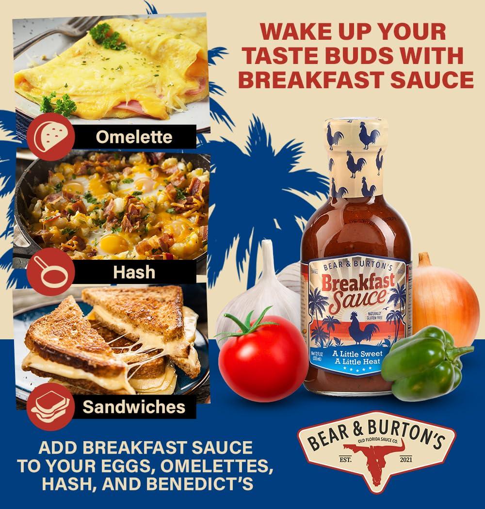 Old Florida Sauce Co. Bear and Burton\'s Breakfast Sauce | A Savory Breakfast Sauce from The Makers of W Sauce | 12 Fl Oz