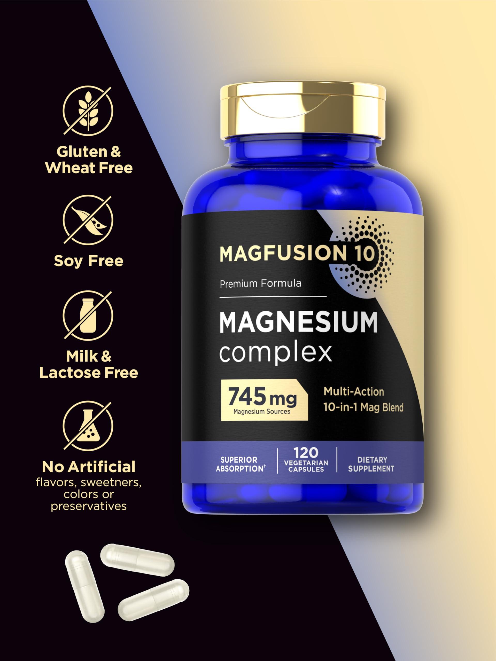 Magfusion-10 Magfusion-10 Magnesium Complex Supplement 745mg | 120 Capsules | 10 in 1 Blend | Vegetarian, Non-GMO, Gluten Free